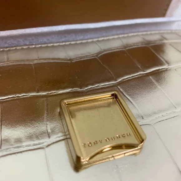 NEW Tory Burch Eleanor Gold Embossed Leather Small Convertible Shoulder Bag AUTH - Picture 11 of 16